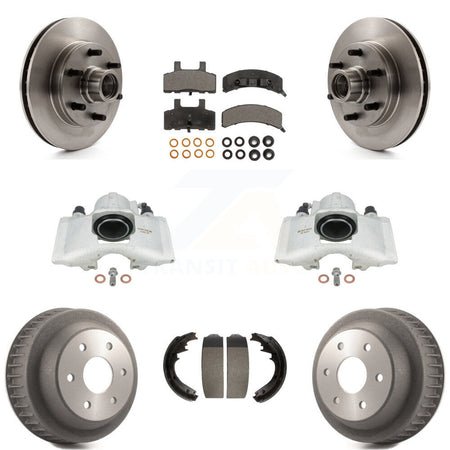 Front Rear Disc Brake Caliper Rotors Drums Semi-Metallic Pads Kit (8Pc) For C2500 Chevrolet GMC With 7200 Lb GVW KC8-100751P by Transit Auto