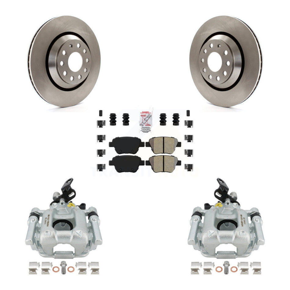 Rear Disc Brake Caliper Rotors And Semi-Metallic Pads Kit For 2013 Volkswagen GTI With 310mm Diameter Rotor KC8-100752N by Transit Auto