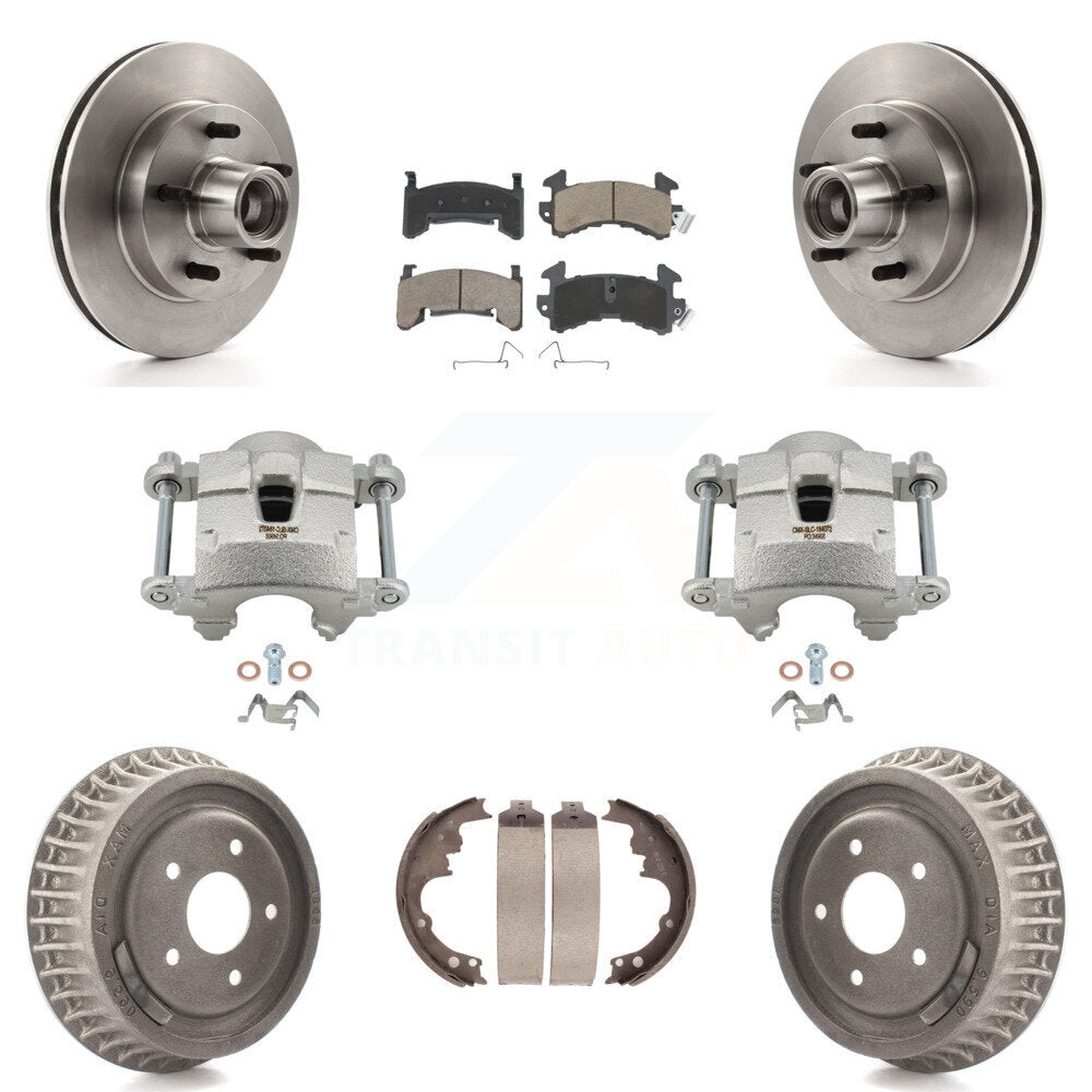 Front Rear Brake Caliper Rotors Drum Ceramic Pads Kit (8Pc) For Chevrolet S10 GMC Sonoma KC8-100753C