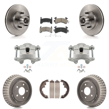 Front Rear Brake Caliper Rotors Drum Ceramic Pads Kit (8Pc) For Chevrolet S10 GMC Sonoma KC8-100753C