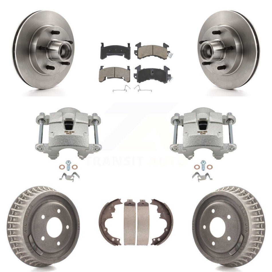 Front Rear Brake Caliper Rotors Drum Ceramic Pads Kit (8Pc) For Chevrolet S10 GMC Sonoma KC8-100753C