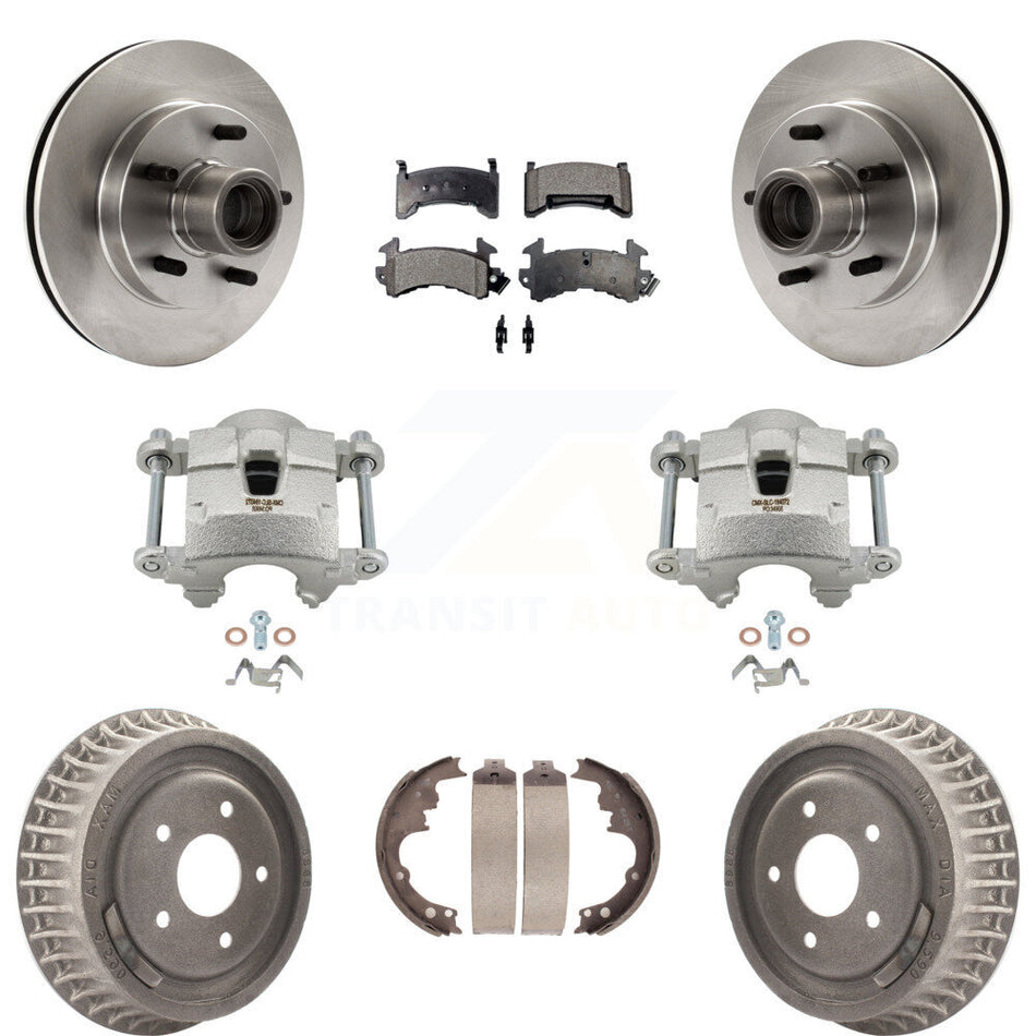 Front Rear Brake Caliper Rotors Drums Semi-Metallic Pads Kit (8Pc) For Chevrolet S10 GMC KC8-100754P
