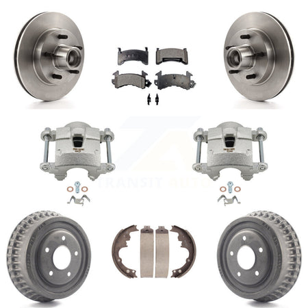 Front Rear Brake Caliper Rotors Drum Ceramic Pads Kit (8Pc) For Chevrolet Camaro Pontiac KC8-100756T