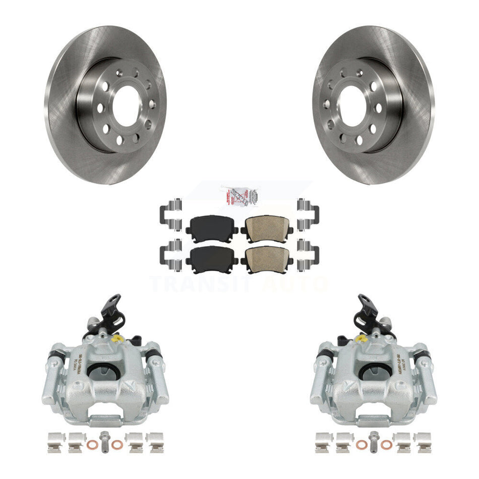 Rear Disc Brake Caliper Rotors And Ceramic Pads Kit For 2010-2013 Audi A3 Quattro With 256mm Diameter Rotor KC8-100757N by Transit Auto