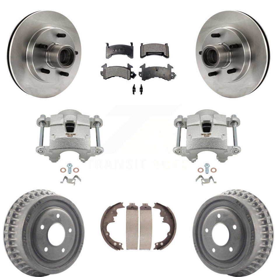 Front Rear Brake Caliper Rotors Drum Ceramic Pads Kit (8Pc) For GMC Sonoma Chevrolet S10 KC8-100757T