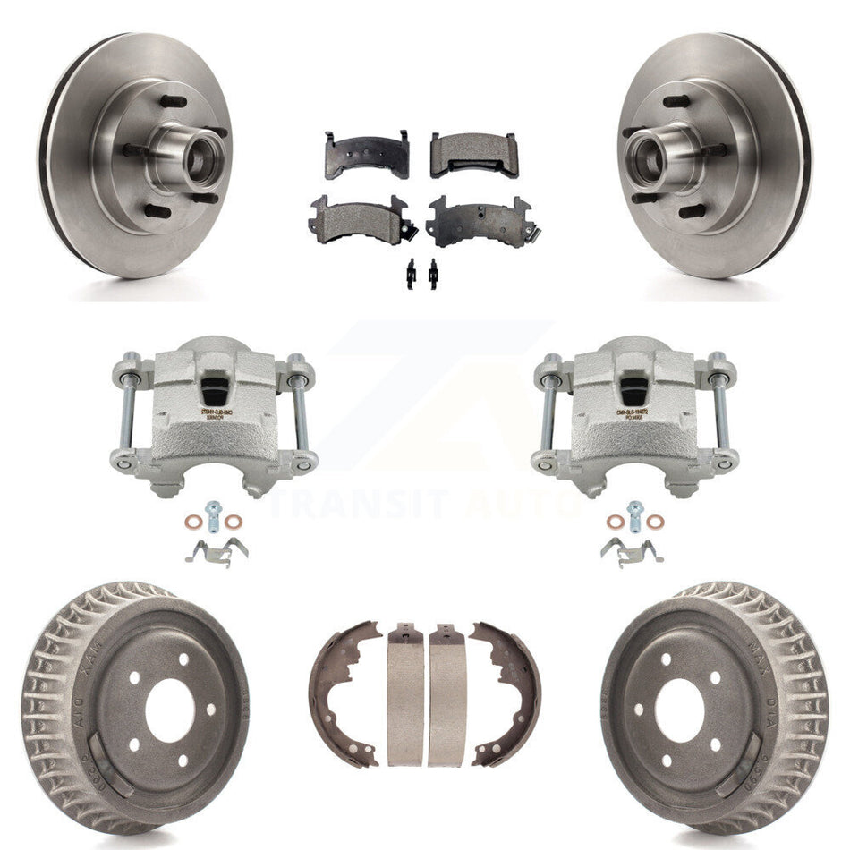 Front Rear Brake Caliper Rotors Drum Ceramic Pads Kit (8Pc) For Chevrolet S10 GMC Sonoma KC8-100758T