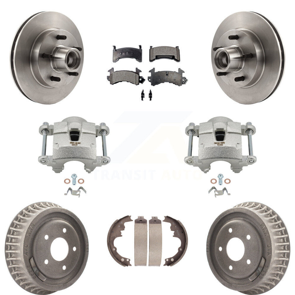 Front Rear Brake Caliper Rotors Drum Ceramic Pads Kit (8Pc) For Chevrolet S10 GMC Sonoma KC8-100758T