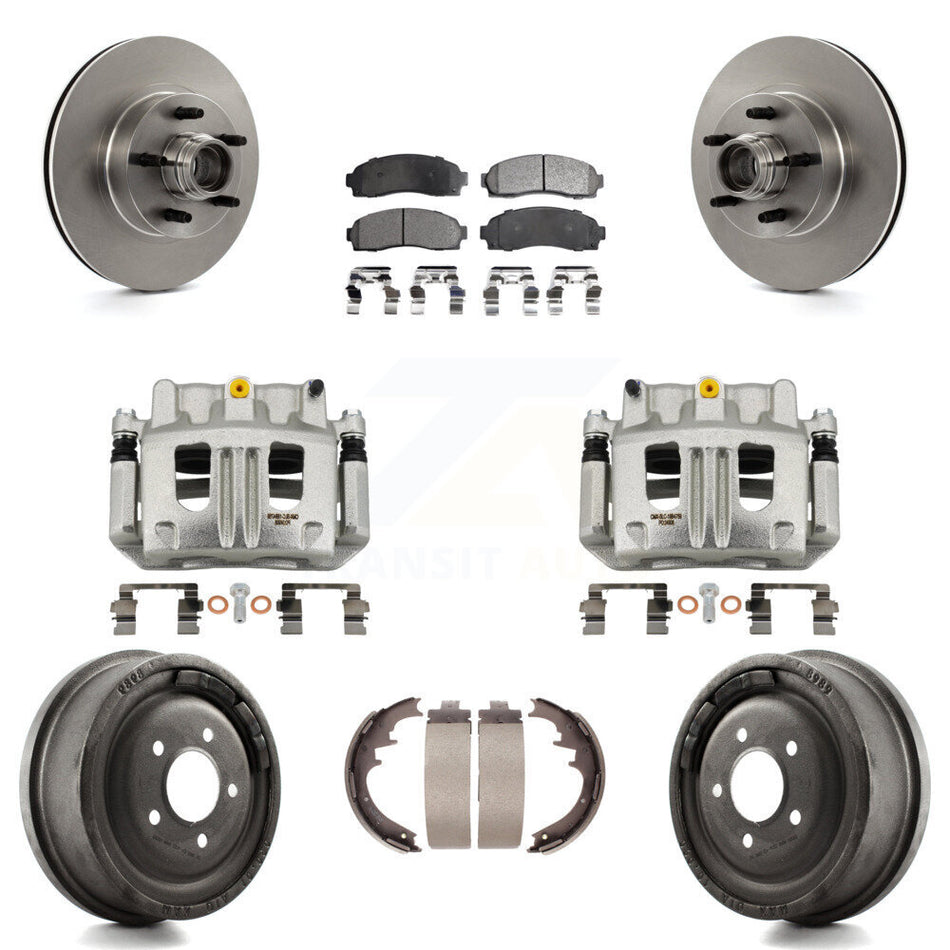 Front Rear Disc Brake Caliper Rotor Drum Semi-Metallic Pad Kit (8Pc) For Ford Ranger RWD KC8-100759P