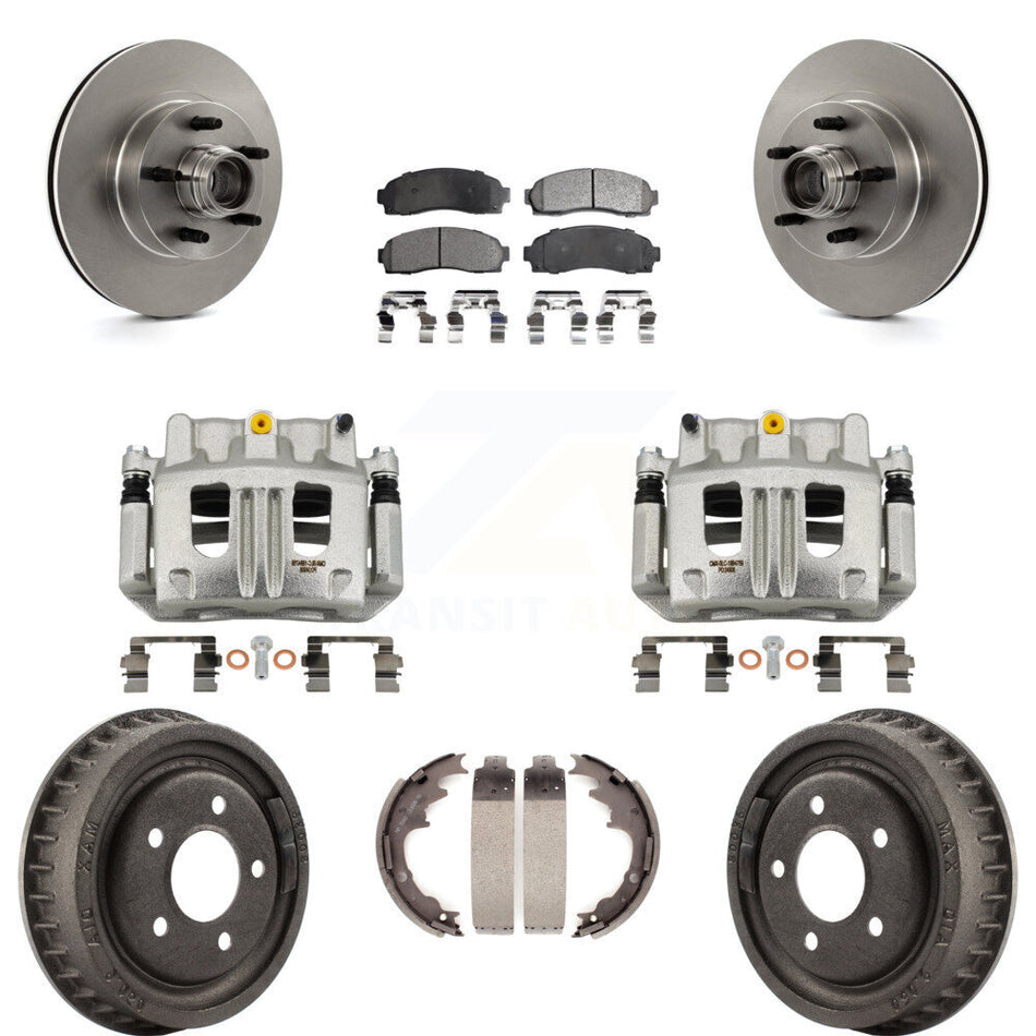 Front Rear Disc Brake Caliper Rotor Drum Semi-Metallic Pad Kit (8Pc) For Ford Ranger RWD KC8-100760P