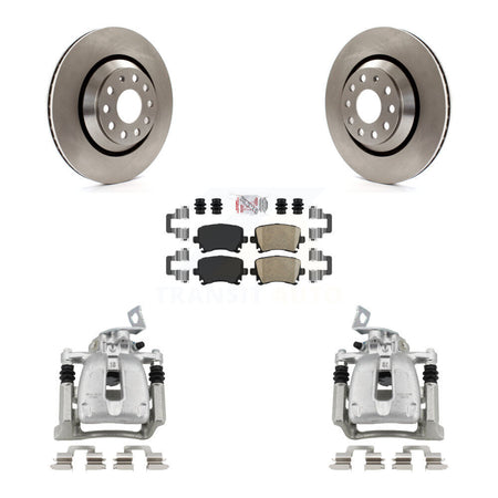 Rear Disc Brake Caliper Rotors And Ceramic Pads Kit For 2009 Volkswagen Passat CC KC8-100762N
