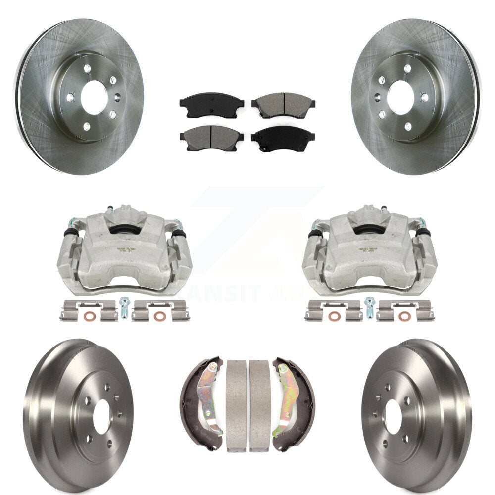 Front Rear Disc Brake Caliper Rotors Drums Semi-Metallic Pads Kit (8Pc) For Chevrolet Sonic KC8-100762S by Transit Auto