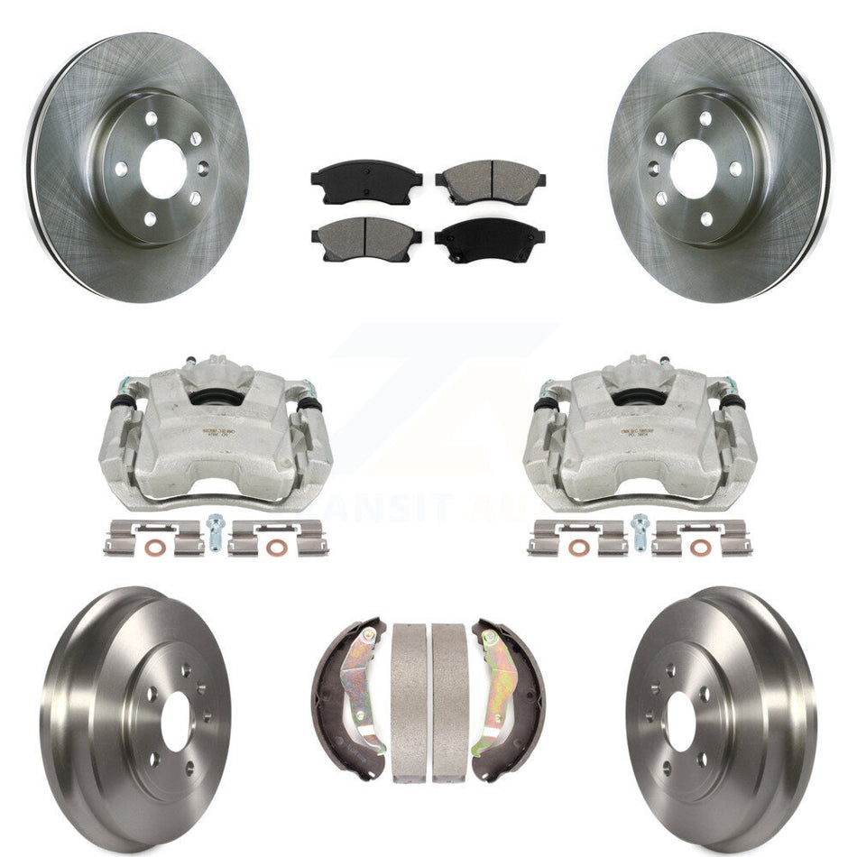 Front Rear Disc Brake Caliper Rotors Drums Semi-Metallic Pads Kit (8Pc) For Chevrolet Sonic KC8-100762S by Transit Auto