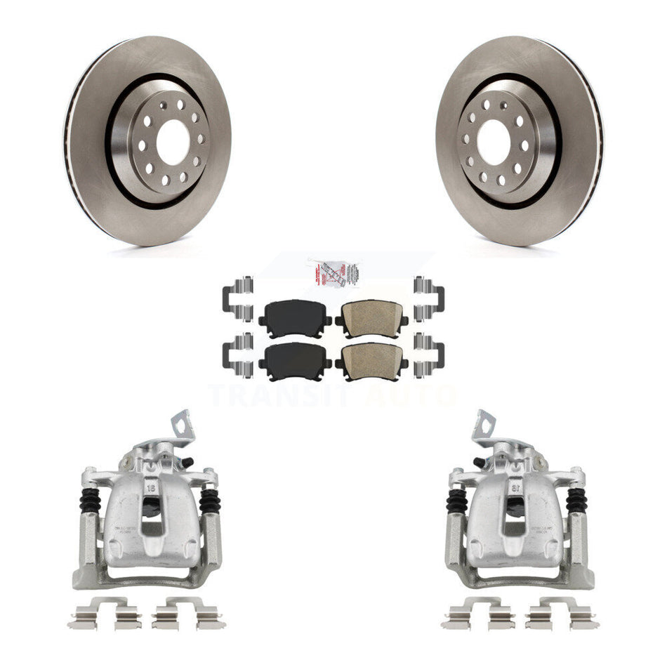 Rear Disc Brake Caliper Rotors And Ceramic Pads Kit For 2009 Volkswagen Passat CC KC8-100763N