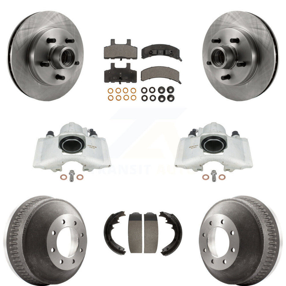 Front Rear Disc Brake Caliper Rotors Drums Ceramic Pads Kit (8Pc) For C1500 Suburban GMC Chevrolet With 13" Diameter Drum GAS engine KC8-100763T