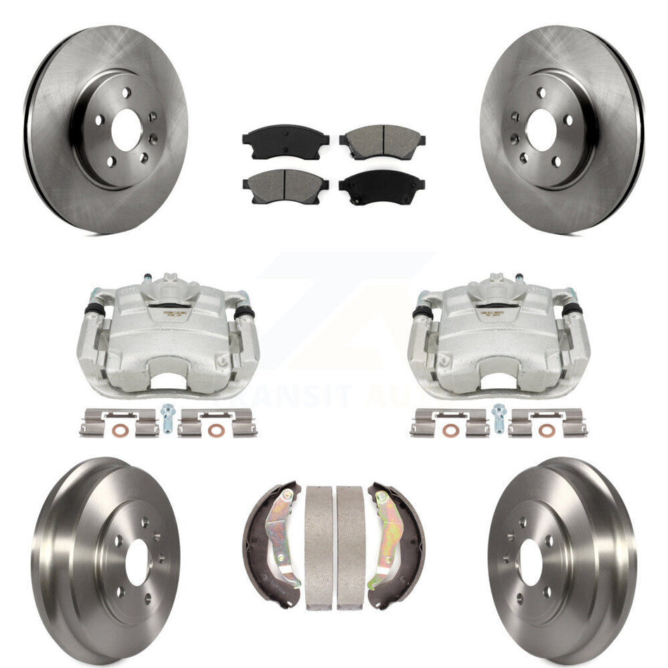 Front Rear Disc Brake Caliper Rotors Drums Semi-Metallic Pads Kit (8Pc) For 2013-2017 Chevrolet Trax KC8-100764S by Transit Auto