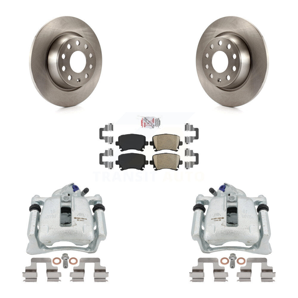 Rear Disc Brake Caliper Rotors And Ceramic Pads Kit For Volkswagen Tiguan CC KC8-100765N by Transit Auto