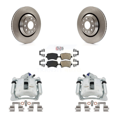 Rear Disc Brake Caliper Rotors And Ceramic Pads Kit For 2010 Volkswagen CC FWD with 3.6L Without Parking Motor KC8-100767N by Transit Auto