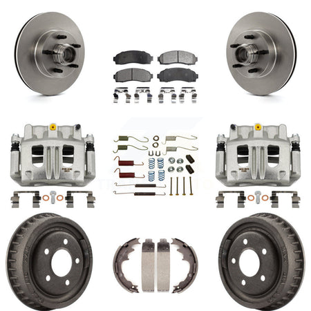 Front Rear Disc Brake Caliper Rotor Drum Semi-Metallic Pad Shoe & Hardware Kit (9Pc) For KC8-100767P
