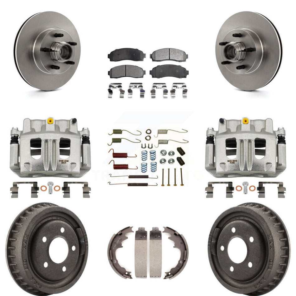 Front Rear Disc Brake Caliper Rotor Drum Semi-Metallic Pad Shoe & Hardware Kit (9Pc) For KC8-100767P