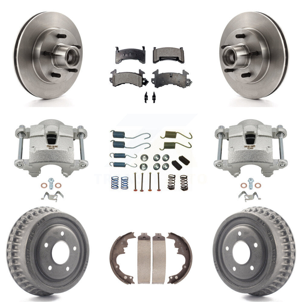 Front Rear Brake Caliper Rotor Drum Ceramic Pad Shoe Hardware Kit (9Pc) For Chevrolet El KC8-100767T