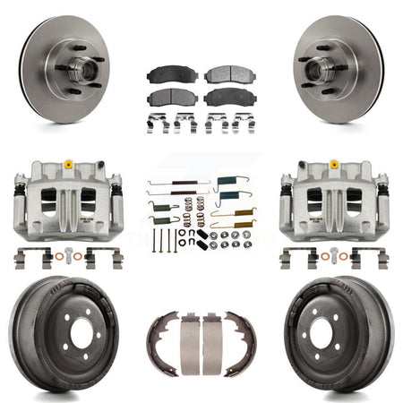 Front Rear Disc Brake Caliper Rotor Drum Semi-Metallic Pad Shoe & Hardware Kit (9Pc) For KC8-100768P
