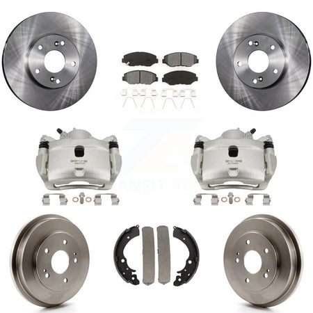 Front Rear Brake Caliper Rotors Drums Semi-Metallic Pads Kit (8Pc) For Honda Fit Accord KC8-100768S
