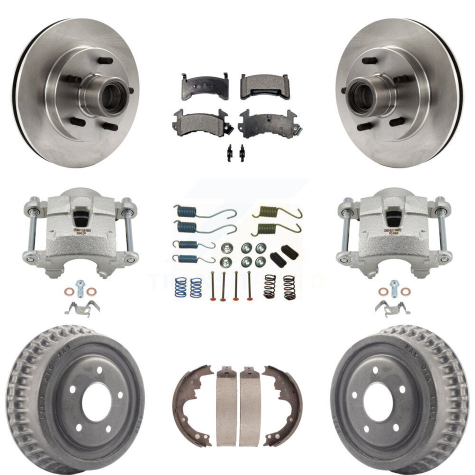 Front Rear Brake Caliper Rotor Drum Ceramic Pad Shoe & Hardware Kit (9Pc) For GMC Sonoma KC8-100768T