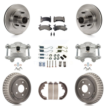 Front Rear Brake Caliper Rotors Drum Semi-Metallic Pad Shoe & Hardware Kit (9Pc) For S10 KC8-100769P