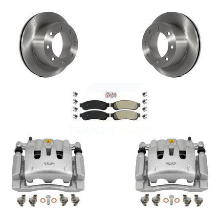 Rear Disc Brake Caliper Rotors And Semi-Metallic Pad Kit For Ford F-250 Super Duty F-350 KC8-100770N