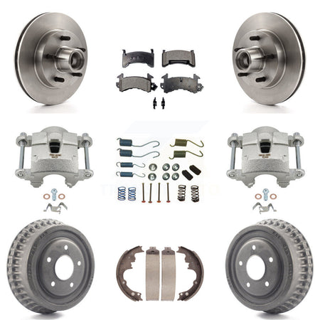 Front Rear Brake Caliper Rotor Drum Semi-Metallic Pad Shoe Hardware Kit (9Pc) For Camaro KC8-100770P