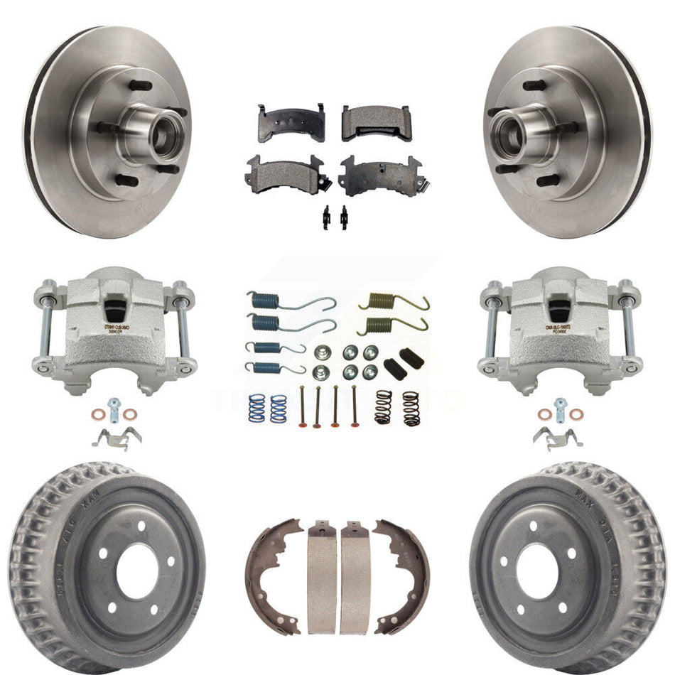 Front Rear Brake Caliper Rotor Drum Semi-Metallic Pad Shoe Hardware Kit (9Pc) For Camaro KC8-100770P