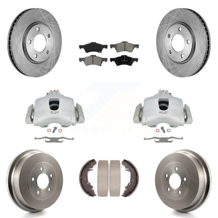 Front Rear Disc Brake Caliper Rotors Drums Semi-Metallic Pads Kit (8Pc) For Dodge Chrysler Town & Country Grand Caravan rear brakes KC8-100770S by Transit Auto