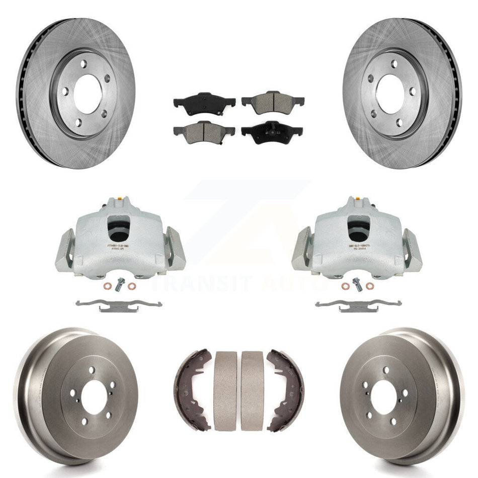 Front Rear Disc Brake Caliper Rotors Drums Semi-Metallic Pads Kit (8Pc) For Dodge Chrysler Town & Country Grand Caravan rear brakes KC8-100770S