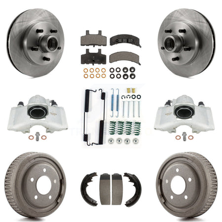 Front Rear Disc Brake Caliper Rotors Drums Ceramic Pads Shoes And Hardware Kit (9Pc) For 1997-1998 Chevrolet C1500 Suburban GAS engine With 10" Diameter Drum KC8-100771T by Transit Auto