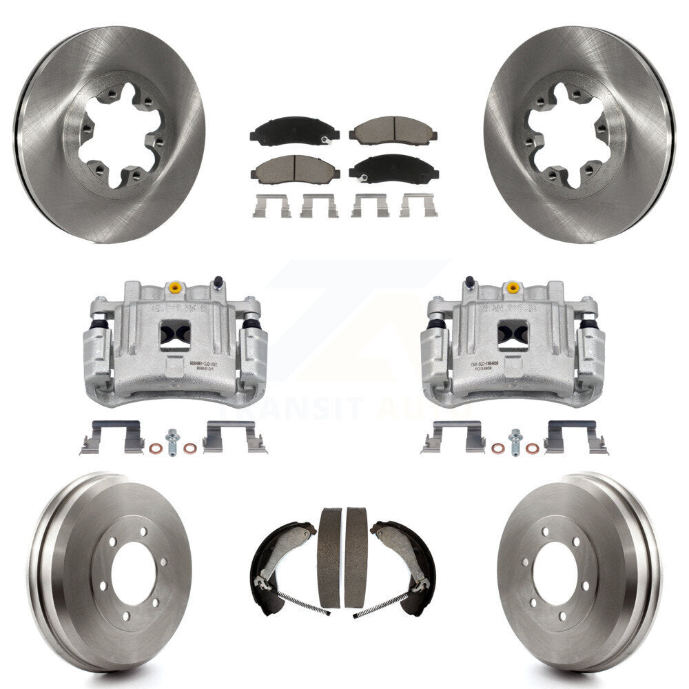 Front Rear Brake Caliper Rotors Drums Ceramic Pads Kit (8Pc) For Chevrolet Colorado GMC KC8-100773C