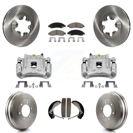 Front Rear Brake Caliper Rotors Drums Ceramic Pads Kit (8Pc) For Chevrolet Colorado GMC KC8-100773C