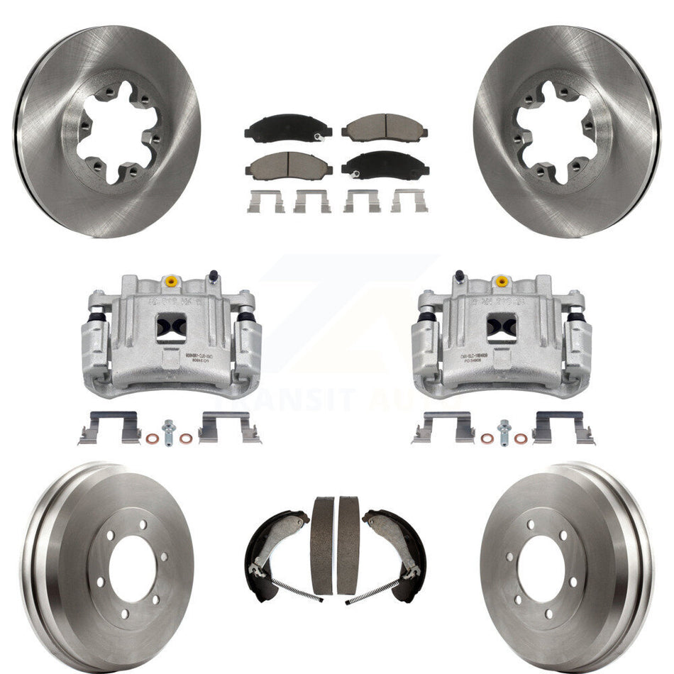 Front Rear Brake Caliper Rotors Drums Ceramic Pads Kit (8Pc) For Chevrolet Colorado GMC KC8-100773C