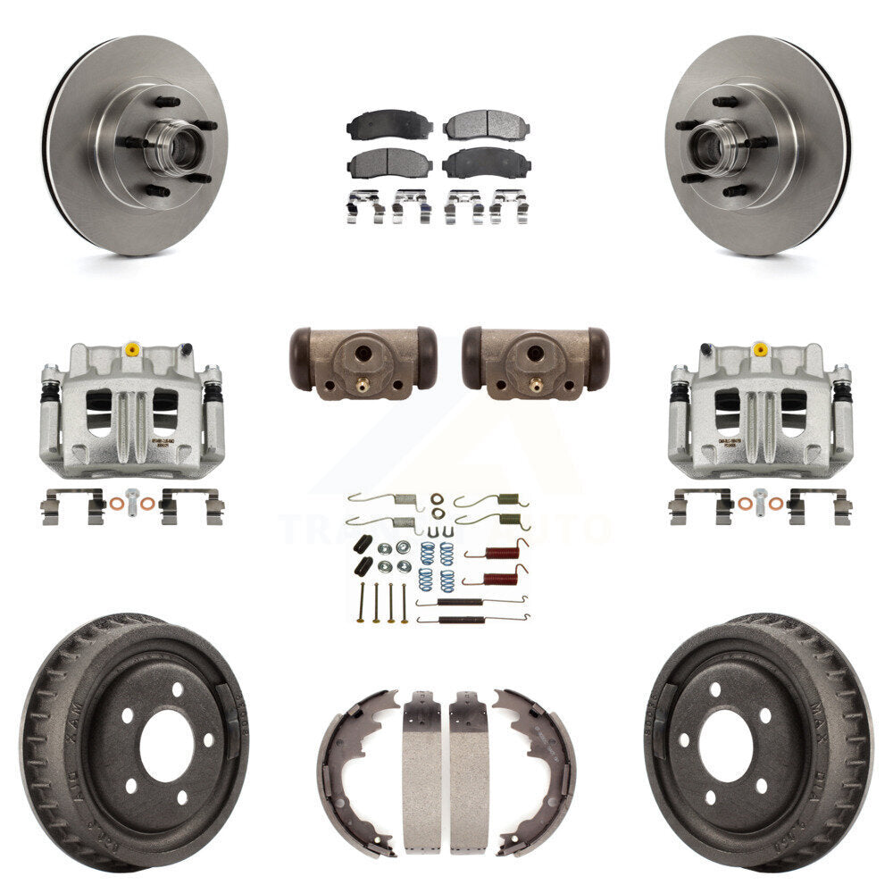 Front Rear Disc Brake Caliper Rotors Drum Semi-Metallic Pad Shoe Cylinder Kit (11Pc) For KC8-100774P