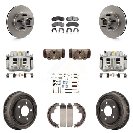 Front Rear Disc Brake Caliper Rotors Drum Semi-Metallic Pad Shoe Cylinder Kit (11Pc) For KC8-100774P