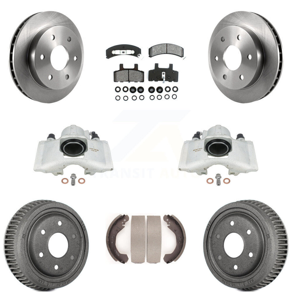 Front Rear Disc Brake Caliper Rotors Drums Semi-Metallic Pads Kit (8Pc) For Chevrolet K1500 GMC Yukon Blazer KC8-100774S
