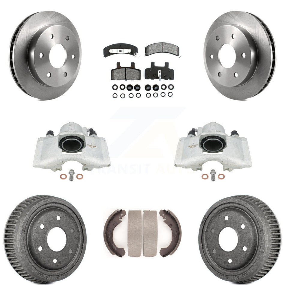 Front Rear Disc Brake Caliper Rotors Drums Semi-Metallic Pads Kit (8Pc) For Chevrolet K1500 GMC Yukon Blazer KC8-100774S