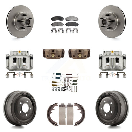 Front Rear Disc Brake Caliper Rotors Drum Semi-Metallic Pad Shoe Cylinder Kit (11Pc) For KC8-100775P