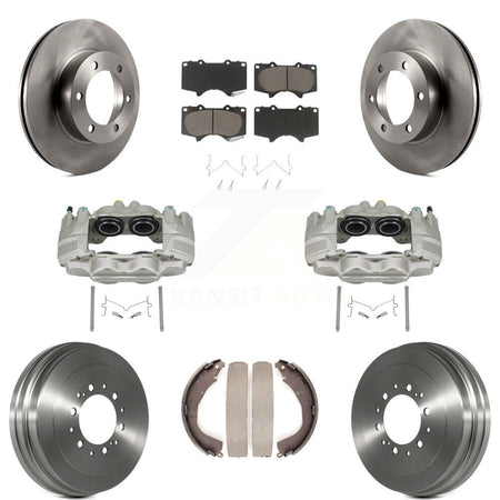 Front Rear Disc Brake Caliper Rotors Drums Ceramic Pads Kit (8Pc) For Toyota Tundra KC8-100777C