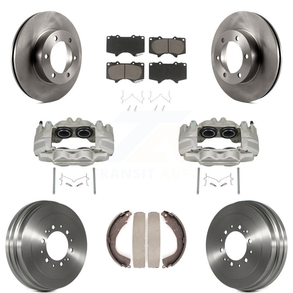 Front Rear Disc Brake Caliper Rotors Drums Ceramic Pads Kit (8Pc) For Toyota Tundra KC8-100777C