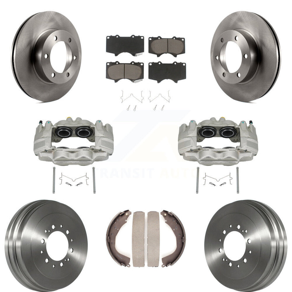Front Rear Disc Brake Caliper Rotors Drums Ceramic Pads Kit (8Pc) For Toyota Tundra KC8-100777C