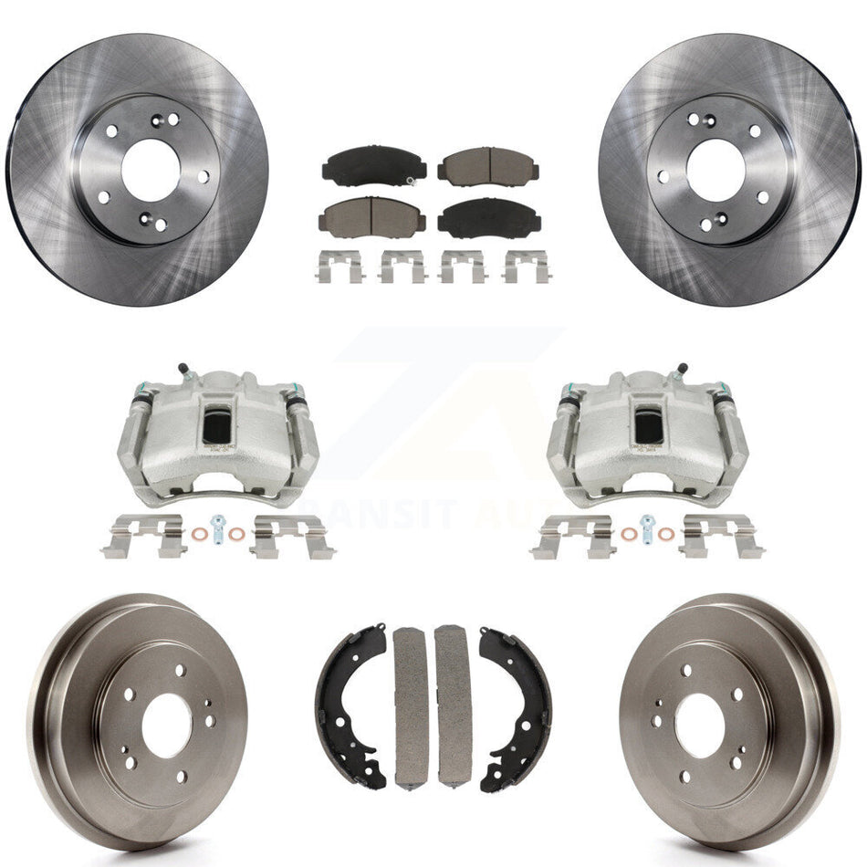 Front Rear Disc Brake Caliper Rotors Drums Ceramic Pads Kit (8Pc) For 2003-2006 Honda Accord 2.4L Vehicles Built Canadian Market KC8-100779C