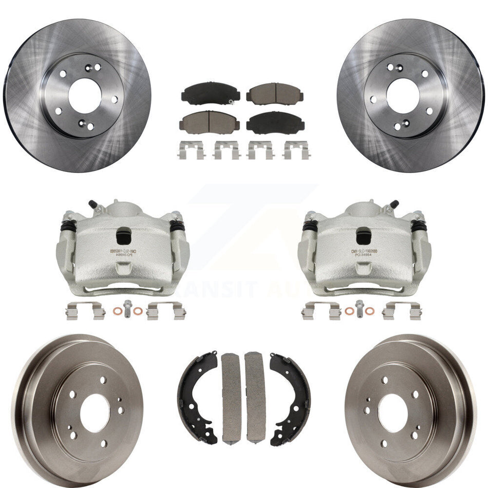 Front Rear Brake Caliper Rotors Drums Ceramic Pads Kit (8Pc) For 2007 Honda Accord 2.4L KC8-100780C