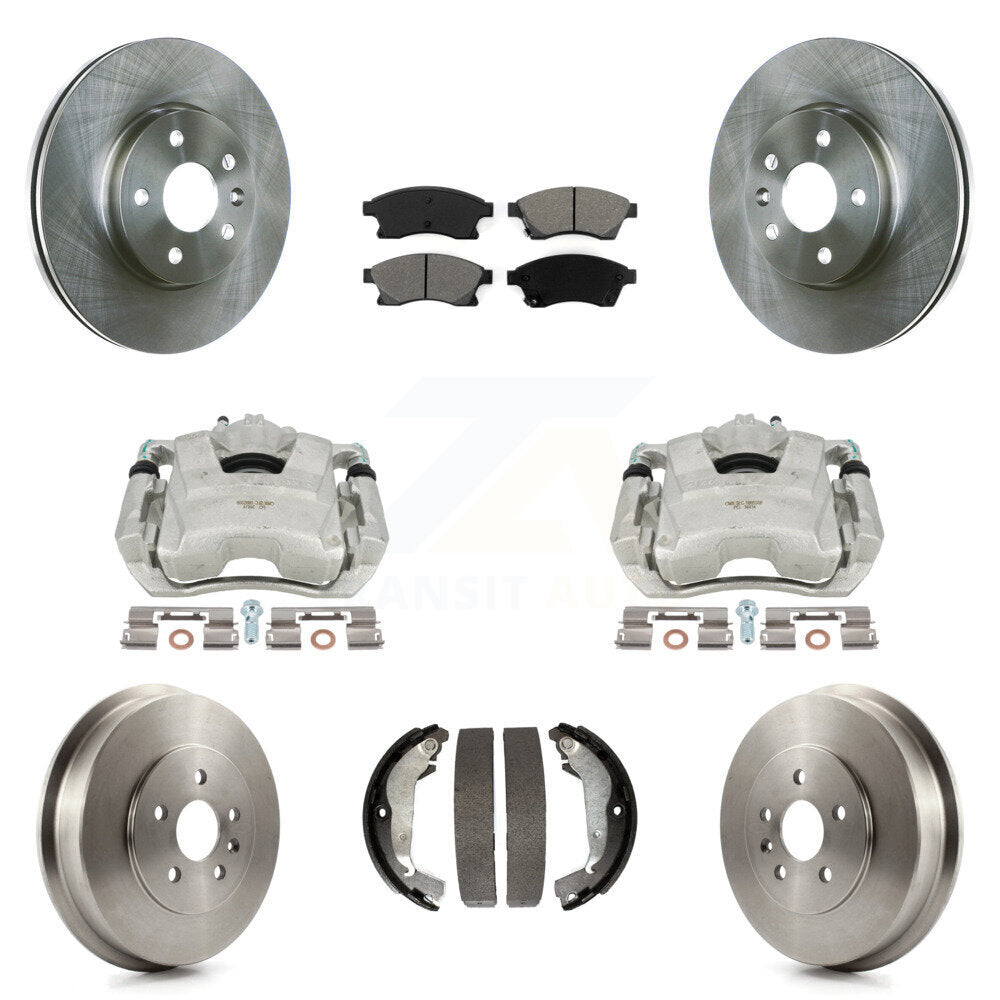 Front Rear Disc Brake Caliper Rotors Drums Semi-Metallic Pads Kit (8Pc) For Chevrolet Cruze Limited KC8-100780S by Transit Auto