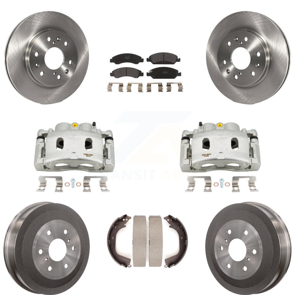 Front Rear Disc Brake Caliper Rotor Drum Semi-Metallic Pad Kit (8Pc) For GMC Sierra 1500 KC8-100781P