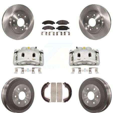 Front Rear Disc Brake Caliper Rotor Drum Semi-Metallic Pad Kit (8Pc) For GMC Sierra 1500 KC8-100781P